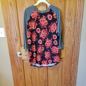XL Lularoe Randy - Black and Red Floral, Gray